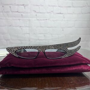 GUCCI Strassed 56MM Embellished Asymmetrical Cat Eye Sunglasses in Havana color